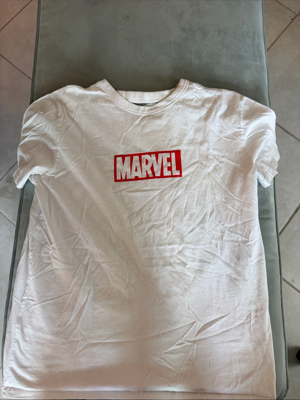 Marvel White Tee with Bold Red Box Logo